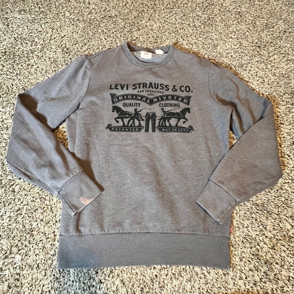 Levis‎ Mens Two Horse Graphic Crewneck Sweatshirt Gray Small S40178 AD